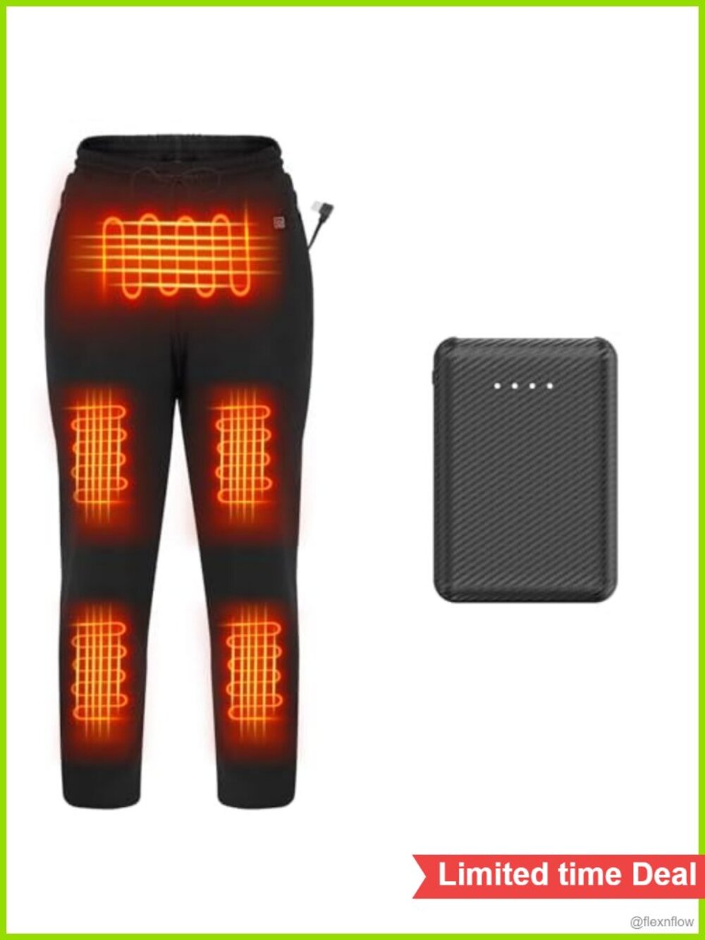 FERNIDA Thick Heated Pants with 10000mAh Battery Pack 5V USB Electric Trousers
